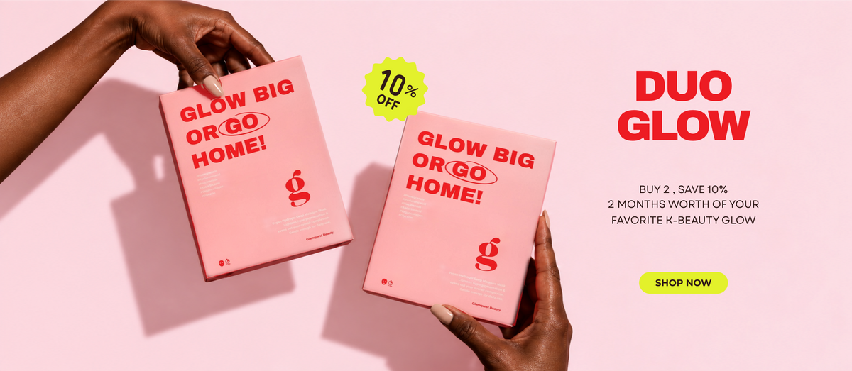 Duo Glow offer: buy 2 Glamquest HydraGlow Korean hydrogel mask packs and save 10%